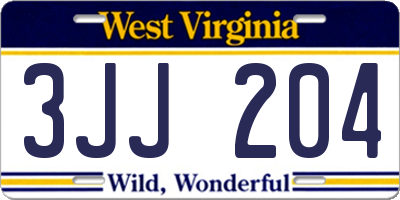 WV license plate 3JJ204