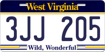 WV license plate 3JJ205