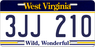 WV license plate 3JJ210