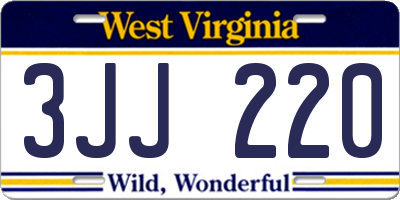 WV license plate 3JJ220