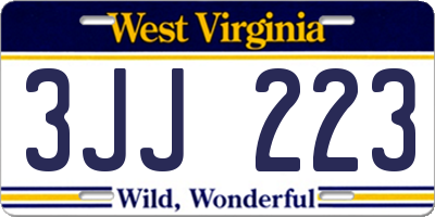 WV license plate 3JJ223