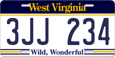 WV license plate 3JJ234