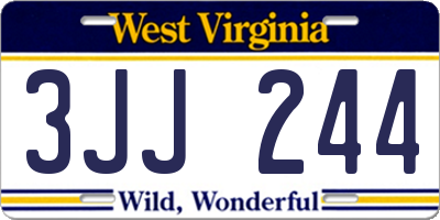 WV license plate 3JJ244