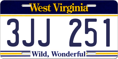 WV license plate 3JJ251