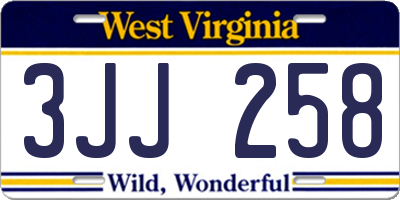 WV license plate 3JJ258