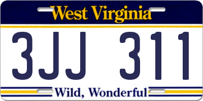 WV license plate 3JJ311
