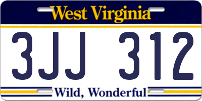 WV license plate 3JJ312