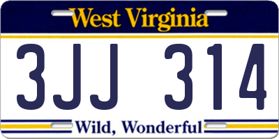WV license plate 3JJ314