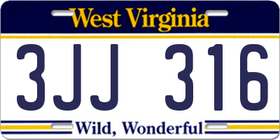 WV license plate 3JJ316
