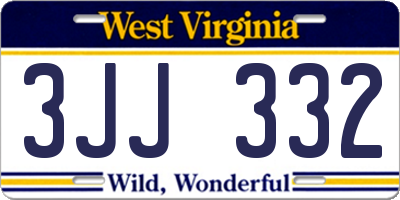 WV license plate 3JJ332