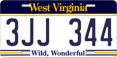 WV license plate 3JJ344