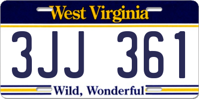 WV license plate 3JJ361