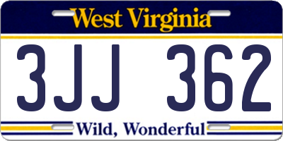 WV license plate 3JJ362
