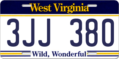 WV license plate 3JJ380