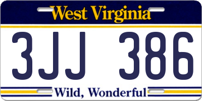WV license plate 3JJ386