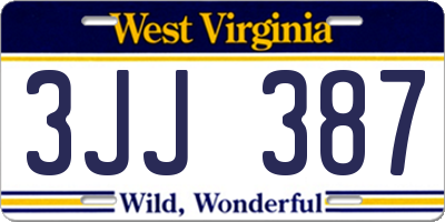 WV license plate 3JJ387