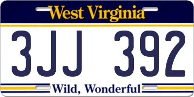 WV license plate 3JJ392