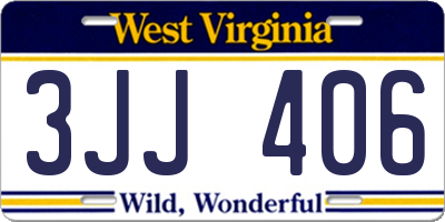 WV license plate 3JJ406
