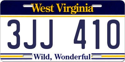 WV license plate 3JJ410
