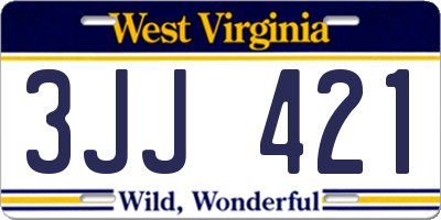 WV license plate 3JJ421