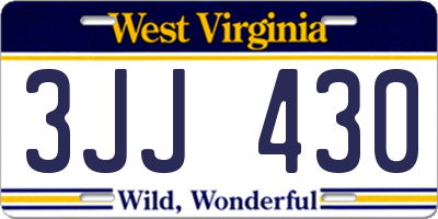 WV license plate 3JJ430