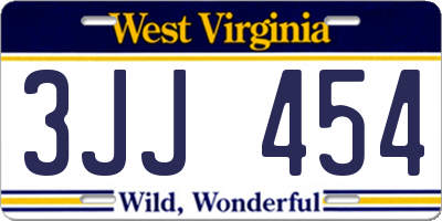 WV license plate 3JJ454
