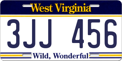 WV license plate 3JJ456