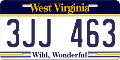 WV license plate 3JJ463