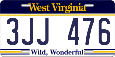 WV license plate 3JJ476