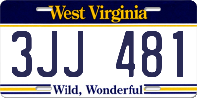 WV license plate 3JJ481