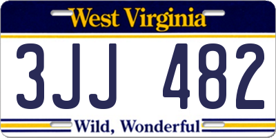 WV license plate 3JJ482