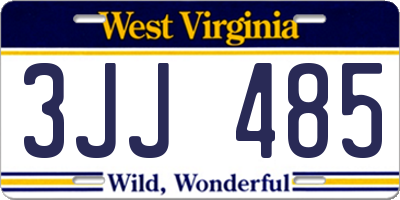 WV license plate 3JJ485
