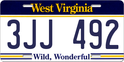 WV license plate 3JJ492