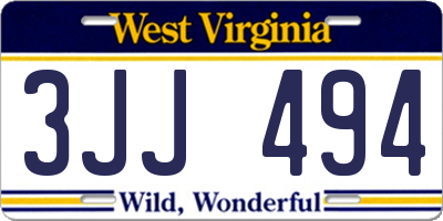 WV license plate 3JJ494