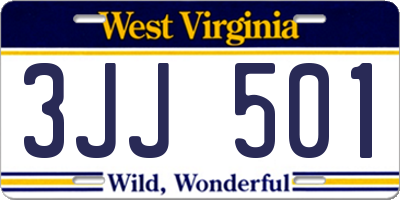 WV license plate 3JJ501