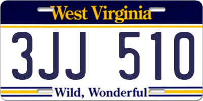 WV license plate 3JJ510