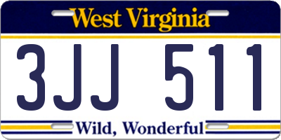 WV license plate 3JJ511