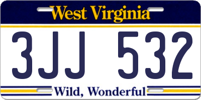 WV license plate 3JJ532