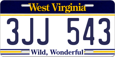 WV license plate 3JJ543