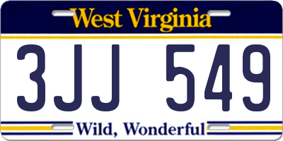 WV license plate 3JJ549