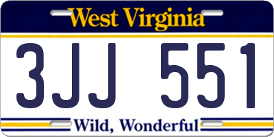 WV license plate 3JJ551