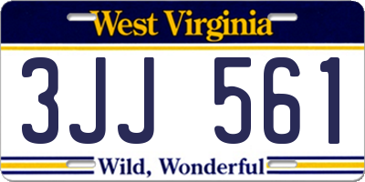 WV license plate 3JJ561