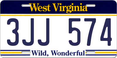 WV license plate 3JJ574