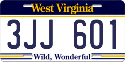 WV license plate 3JJ601