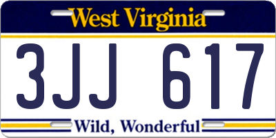 WV license plate 3JJ617