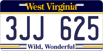 WV license plate 3JJ625