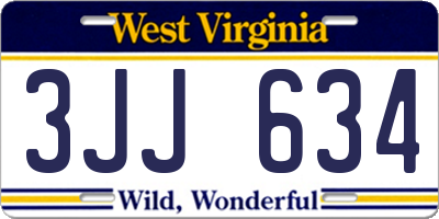 WV license plate 3JJ634