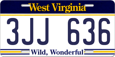 WV license plate 3JJ636