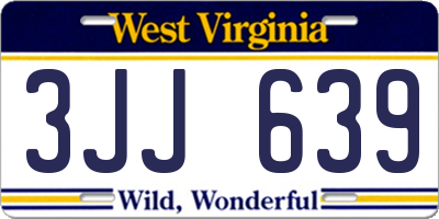 WV license plate 3JJ639