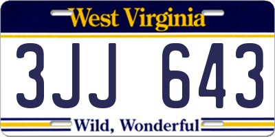 WV license plate 3JJ643